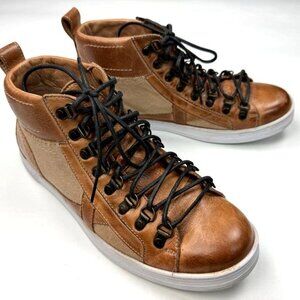 BED STU Brentwood Boots Mens 8 EUC Lace-up Leather Casual Comfort Shoes TanBrown